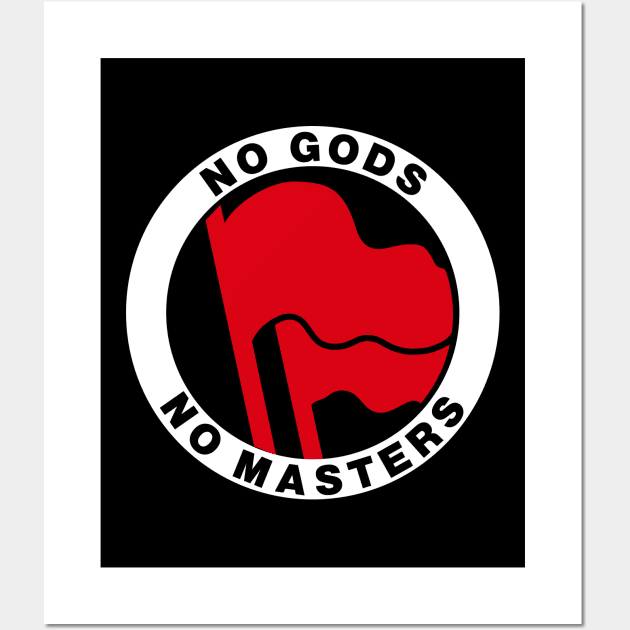 no gods no masters ANTIFA symbol flag Wall Art by vlada123